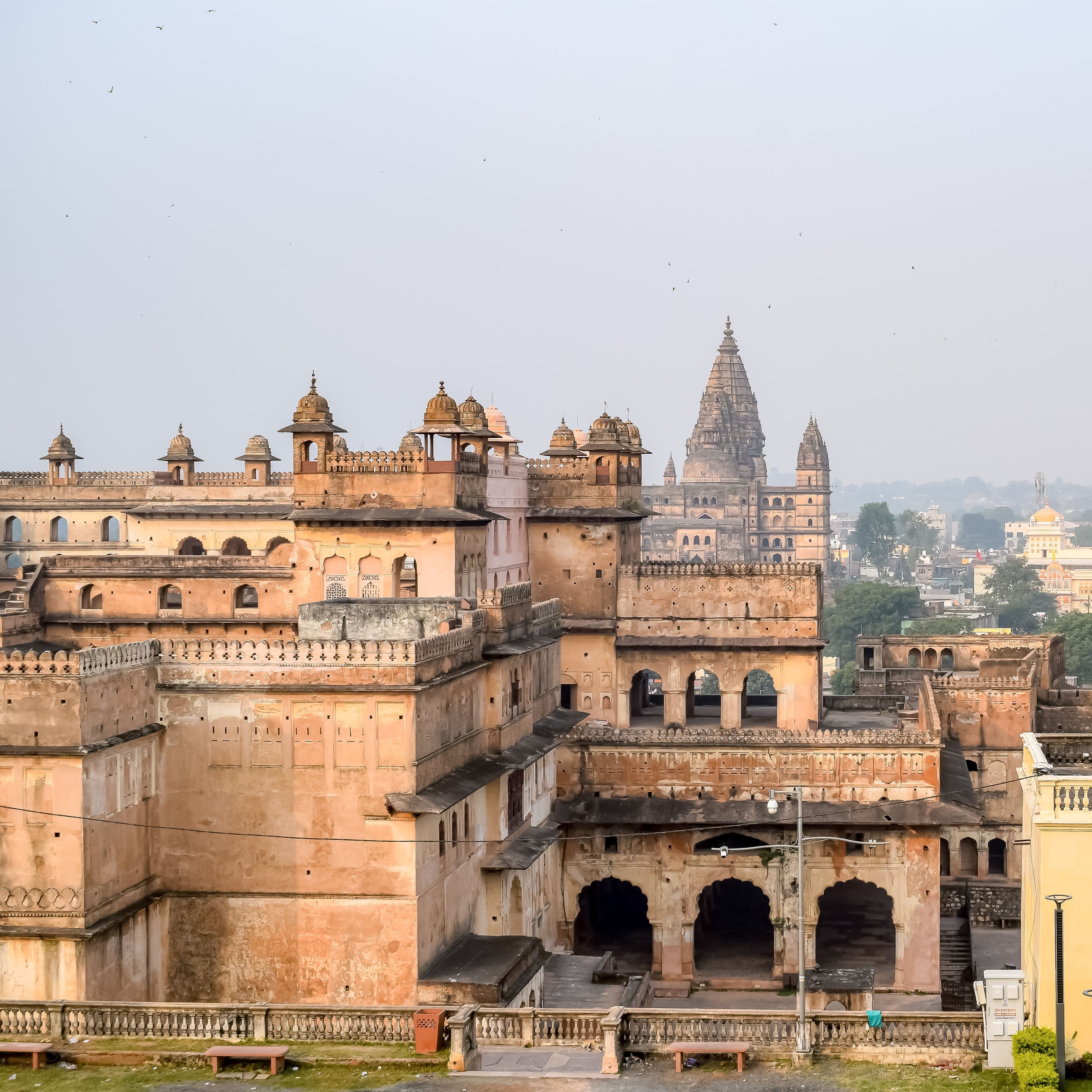 Intricate carvings of Orchha's architecture blending Rajput strength with Mughal ornament