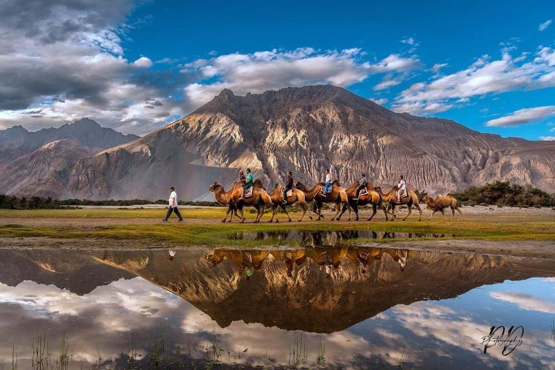 Nubra Valley Ladakh featuring Khardung La Pass Diskit Monastery and sand dunes