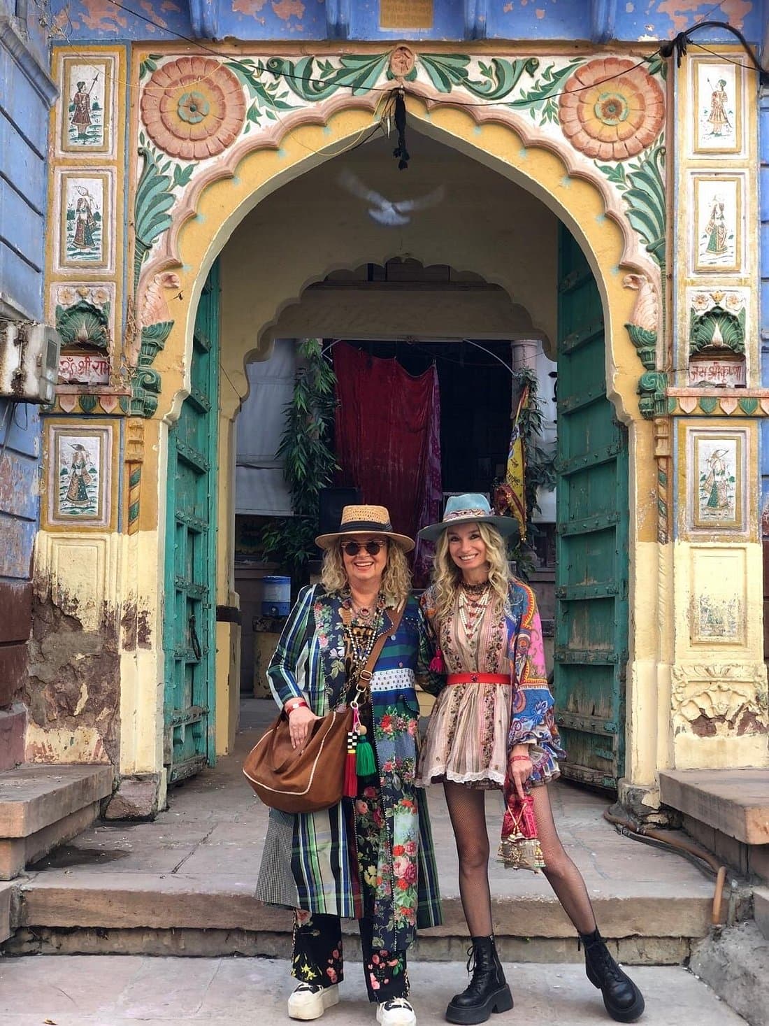 Travelers exploring India's architectural heritage and culture