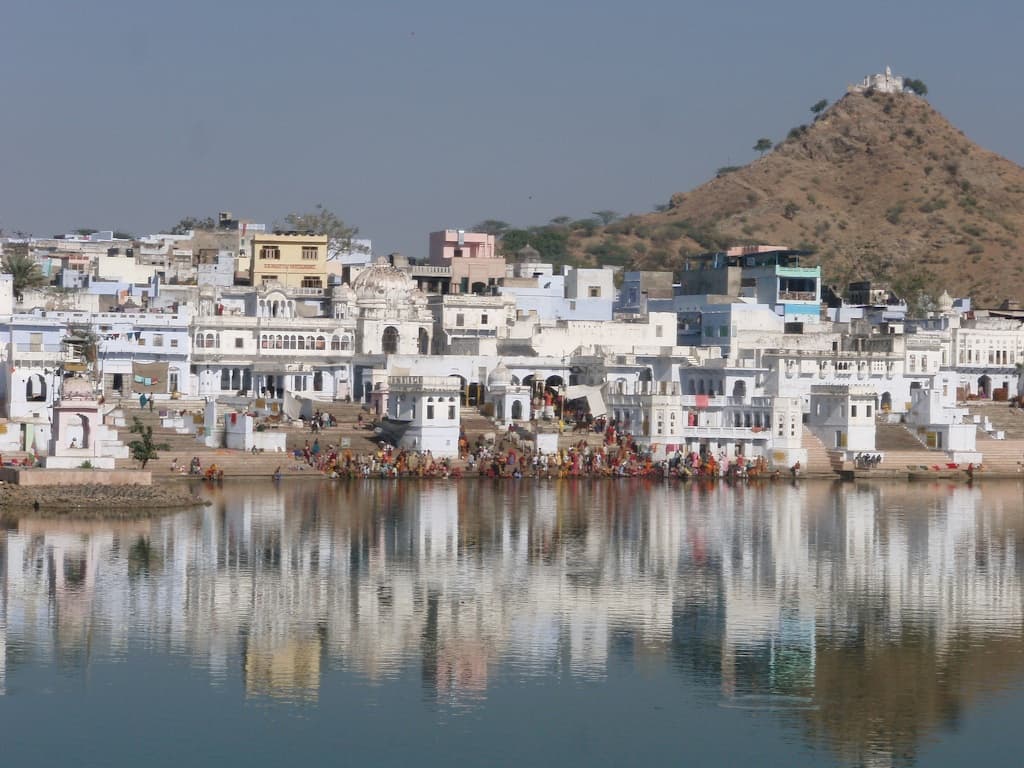 Pushkar Lake and 52 sacred ghats - holy bathing steps in Rajasthan